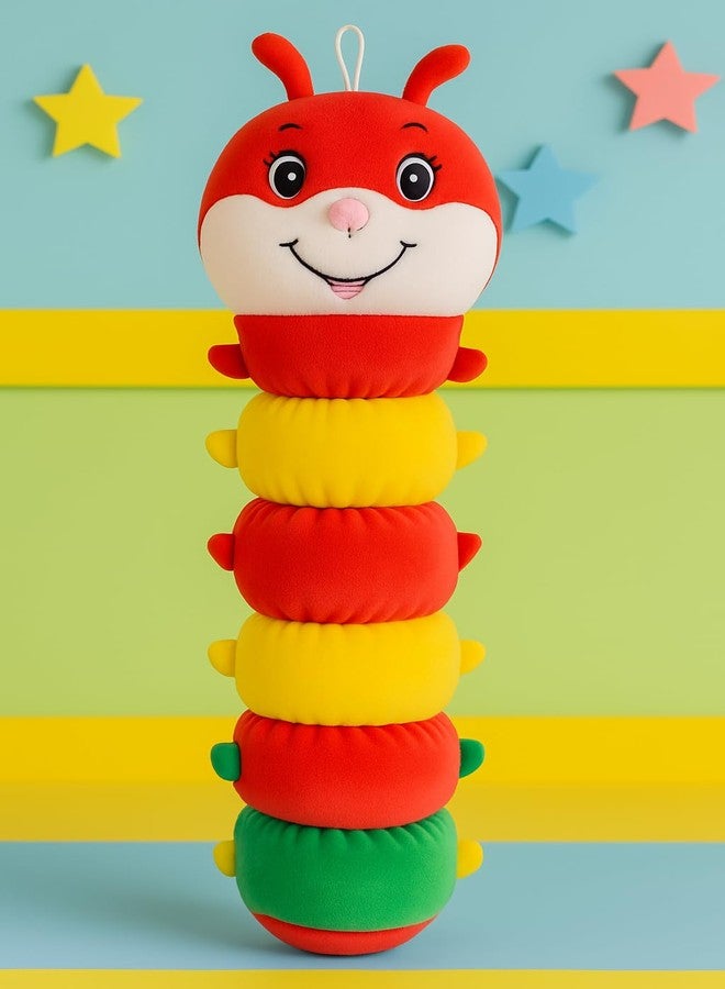 DTR Creation Colorful Caterpillar Soft Toy | Multicolor Plush Stuffed Animal | Super Soft Cuddly Toy for Kids, Boys & Girls ? Red, Yellow & Green (45 cm) - Image 2